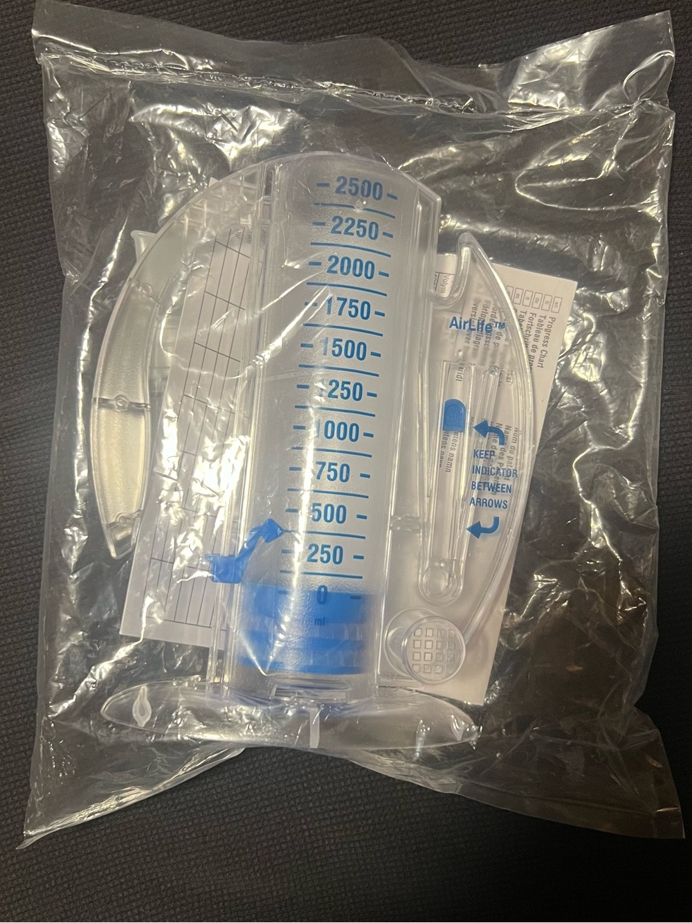 Clear Incentive Spirometer - Blue - Picture 2 of 3